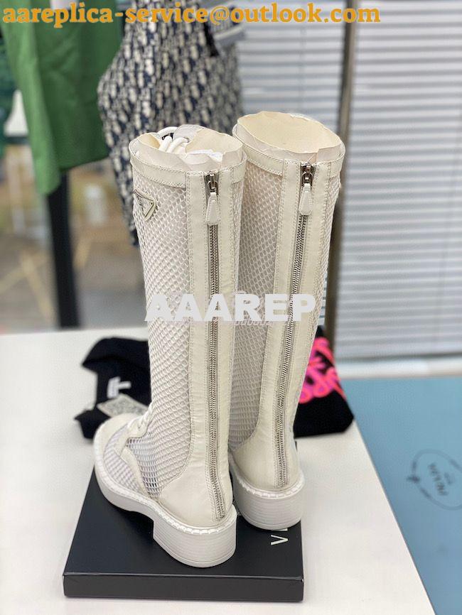 Replica Prada Brushed leather and mesh boots 1W907M White 8 Replica Prada Brushed leather and mesh boots 1W907M White 8