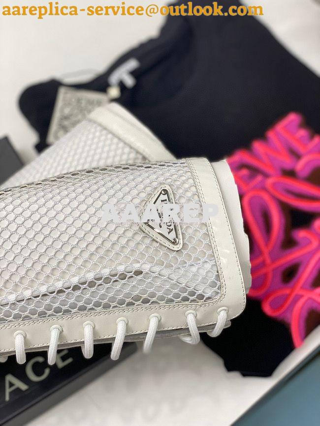 Replica Prada Brushed leather and mesh boots 1W907M White 9 Replica Prada Brushed leather and mesh boots 1W907M White 9