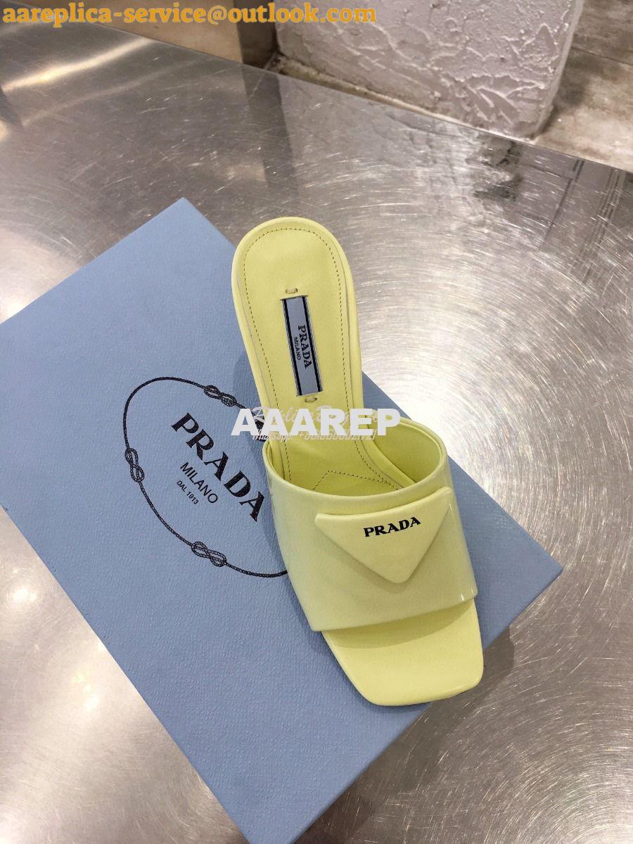 Replica Prada Brushed Leather Mid-heeled Slides 1XX590 Yellow 3 Replica Prada Brushed Leather Mid-heeled Slides 1XX590 Yellow 3