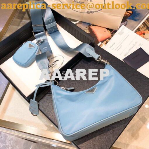 Replica Prada Re-Edition Nylon Multi-Pochette Bag 1BH204 Astral Blue 2