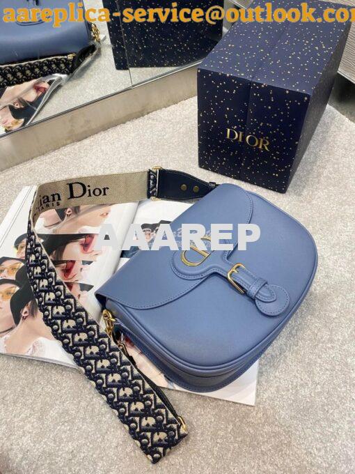 Replica Dior Large Bobby Bag Denim Blue Box Calfskin M9320U 2