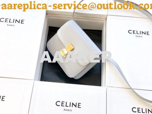 Replica Celine Classic Box Bag in Smooth Calfskin Pearl Grey 3