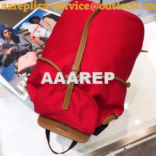 Replica Prada Nylon and Saffiano leather backpack 1BZ064 Red 3