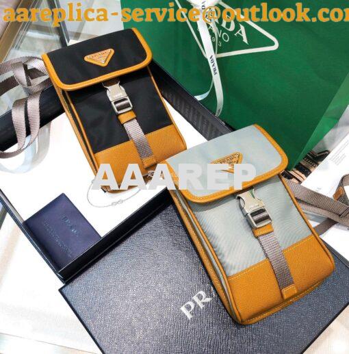 Replica Prada Nylon and Saffiano Leather Cellphone Case 2ZH109 Black C