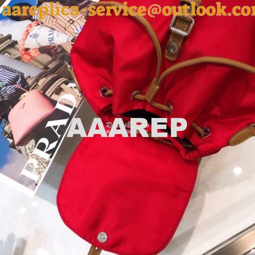 Replica Prada Nylon and Saffiano leather backpack 1BZ064 Red 7