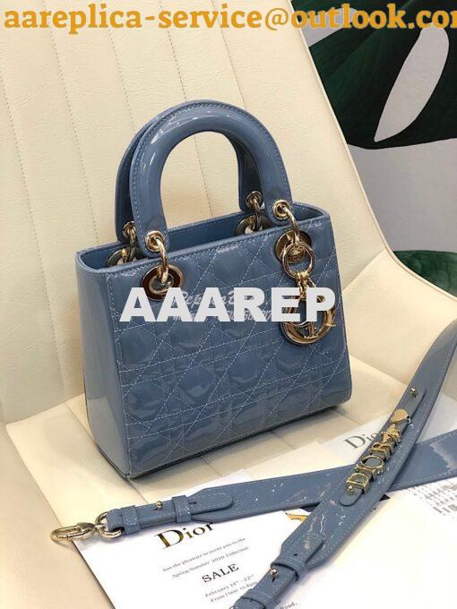 Replica Dior My ABCdior Lady Dior Bag in Patent Calfskin M0538 Ash Blu