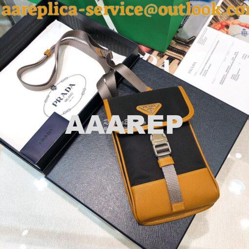 Replica Prada Nylon and Saffiano Leather Cellphone Case 2ZH109 Black C 3