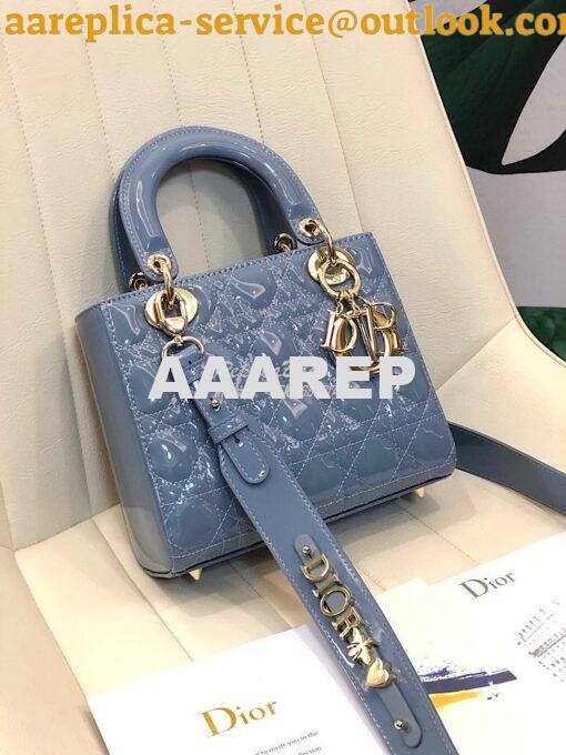 Replica Dior My ABCdior Lady Dior Bag in Patent Calfskin M0538 Ash Blu 2