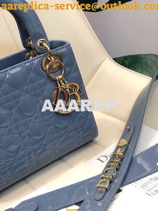Replica Dior My ABCdior Lady Dior Bag in Patent Calfskin M0538 Ash Blu 3