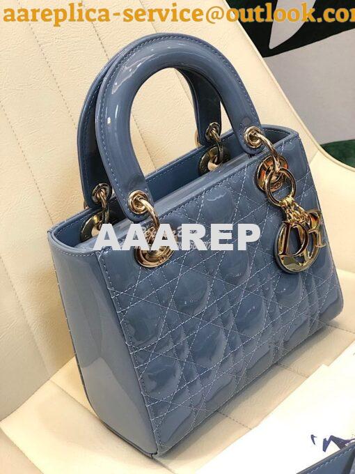 Replica Dior My ABCdior Lady Dior Bag in Patent Calfskin M0538 Ash Blu 4