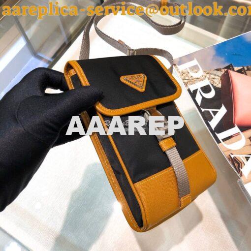 Replica Prada Nylon and Saffiano Leather Cellphone Case 2ZH109 Black C 5