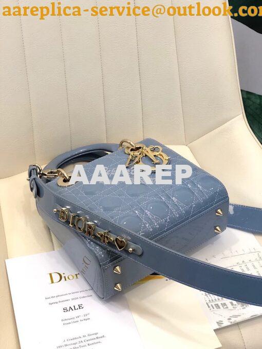 Replica Dior My ABCdior Lady Dior Bag in Patent Calfskin M0538 Ash Blu 9