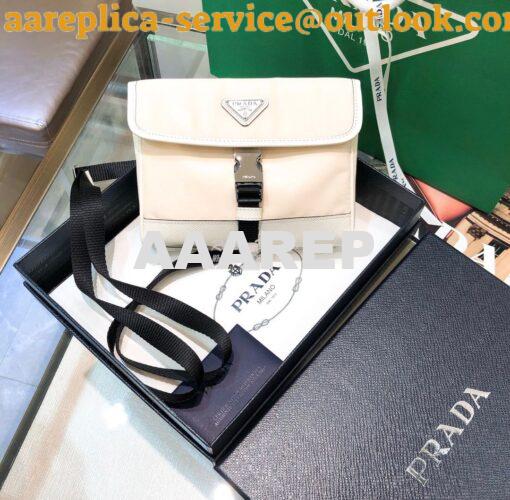 Replica Prada Nylon and Saffiano Leather Cellphone Case 2ZH108 White 3