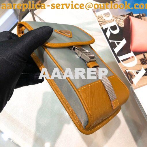 Replica Prada Nylon and Saffiano Leather Cellphone Case 2ZH109 Grey Ca 6