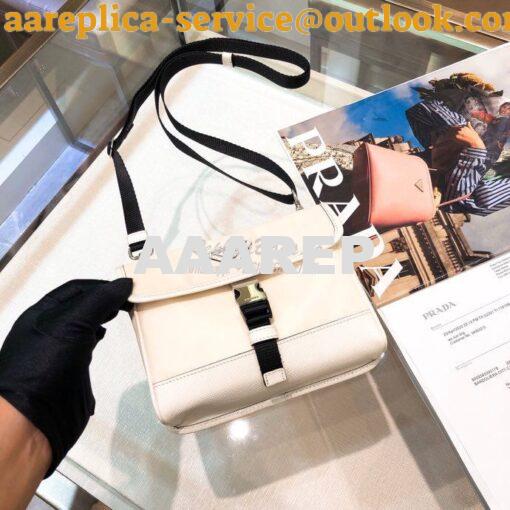 Replica Prada Nylon and Saffiano Leather Cellphone Case 2ZH108 White 4