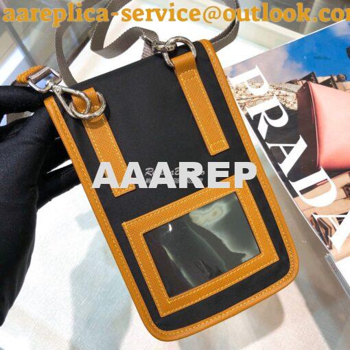 Replica Prada Nylon and Saffiano Leather Cellphone Case 2ZH109 Black C 9