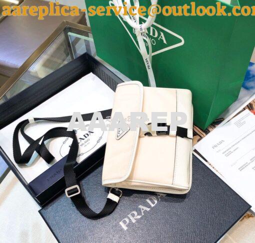 Replica Prada Nylon and Saffiano Leather Cellphone Case 2ZH108 White 5