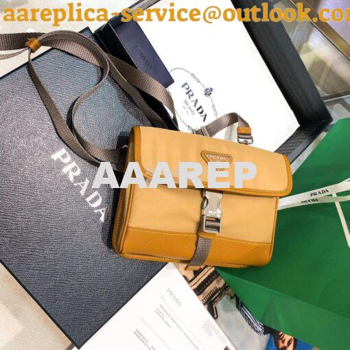 Replica Prada Nylon and Saffiano Leather Cellphone Case 2ZH108 Caramel 3
