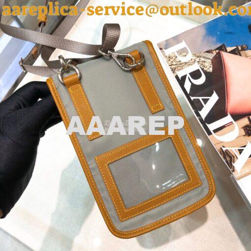 Replica Prada Nylon and Saffiano Leather Cellphone Case 2ZH109 Grey Ca 8