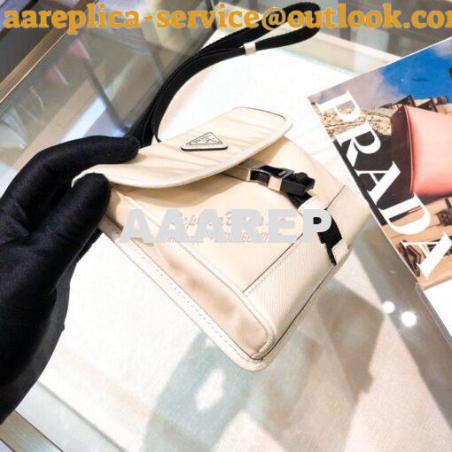 Replica Prada Nylon and Saffiano Leather Cellphone Case 2ZH108 White 7