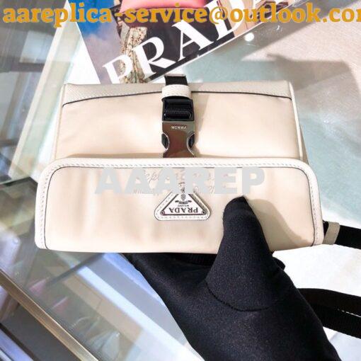 Replica Prada Nylon and Saffiano Leather Cellphone Case 2ZH108 White 8