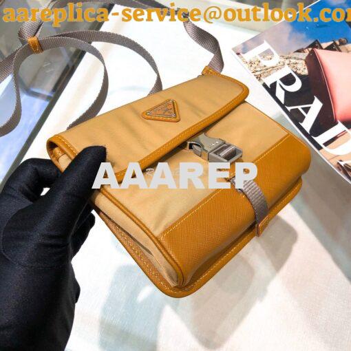Replica Prada Nylon and Saffiano Leather Cellphone Case 2ZH108 Caramel 6