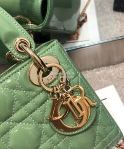Replica Christian Dior Quilted Avocado Patent Leather Lady Dior Bag 2