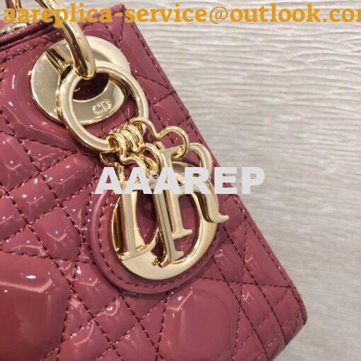 Replica Christian Dior Quilted Mallow Rose Patent Leather Lady Dior Ba 7