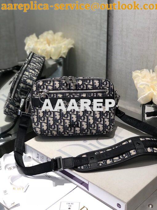 Replica Dior Safari Messenger Bag Oblique Jacquard w Grained Black Cal 2