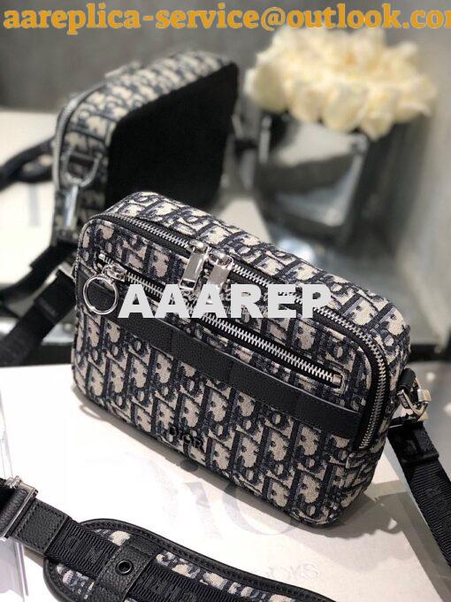 Replica Dior Safari Messenger Bag Oblique Jacquard w Grained Black Cal 4