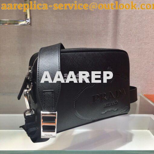 Replica Prada Saffiano Leather Bandoleer Bag 2VH063 Black 4