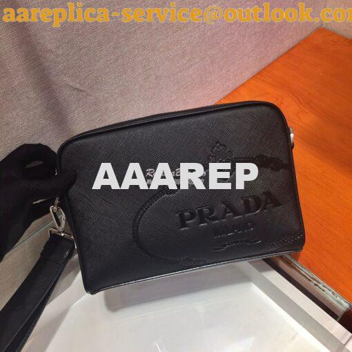 Replica Prada Saffiano Leather Bandoleer Bag 2VH063 Black 5