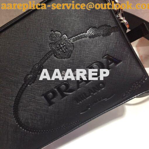 Replica Prada Saffiano Leather Bandoleer Bag 2VH063 Black 6