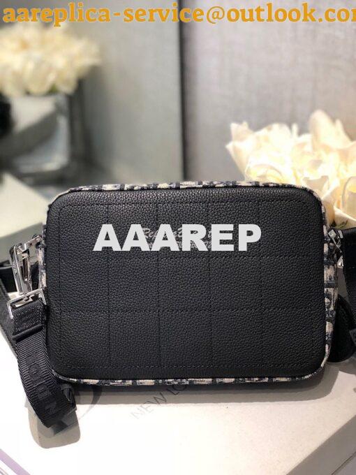 Replica Dior Safari Messenger Bag Oblique Jacquard w Grained Black Cal 8