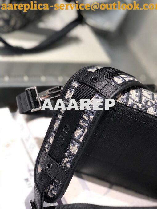Replica Dior Safari Messenger Bag Oblique Jacquard w Grained Black Cal 10