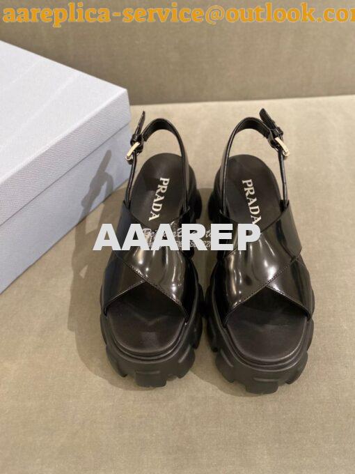 Replica Prada Monolith Brushed Leather Sandals 1X527M 2