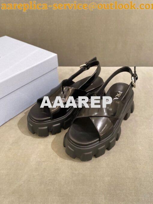 Replica Prada Monolith Brushed Leather Sandals 1X527M 3