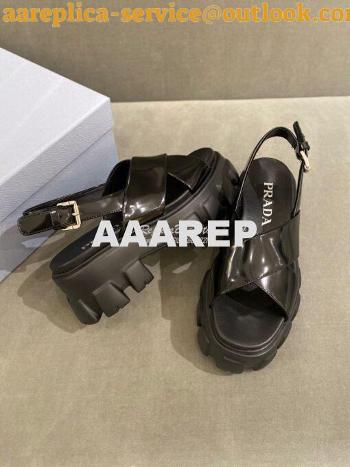 Replica Prada Monolith Brushed Leather Sandals 1X527M 6