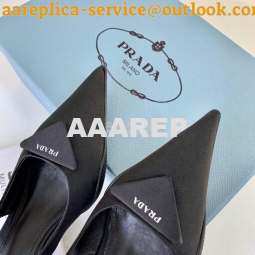 Replica Prada Nylon Gabardine Slingback Pumps 1I588M Black 2