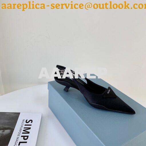 Replica Prada Nylon Gabardine Slingback Pumps 1I588M Black 4