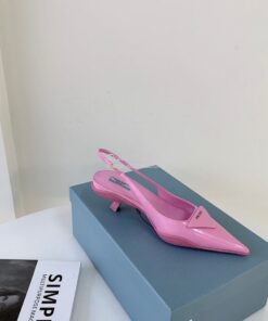 Replica Prada Brushed Leather Gabardine Slingback Pumps 1I588M Pink 2