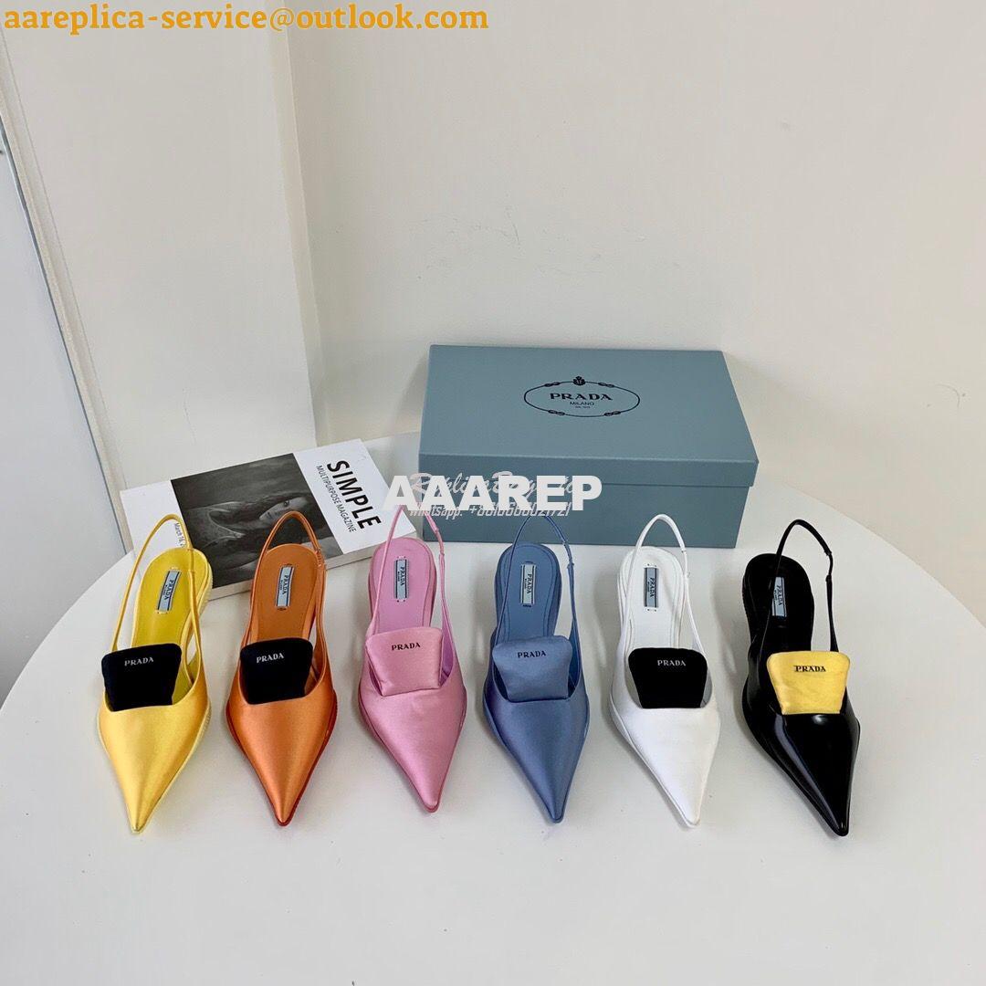 Replica Prada Brushed Leather Gabardine Slingback Pumps 1I566M Black Replica Prada Brushed Leather Gabardine Slingback Pumps 1I566M Black