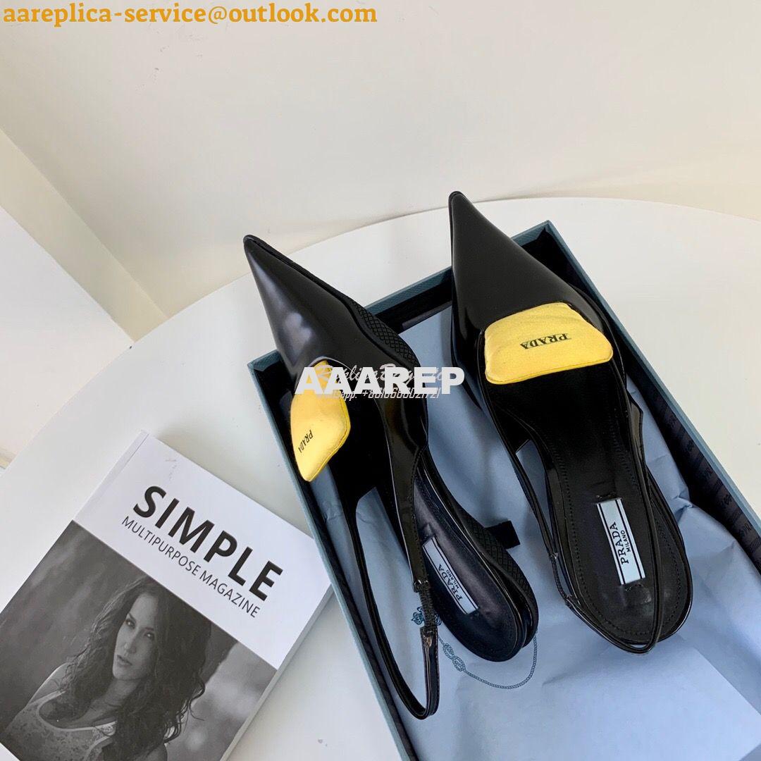 Replica Prada Brushed Leather Gabardine Slingback Pumps 1I566M Black 6 Replica Prada Brushed Leather Gabardine Slingback Pumps 1I566M Black 6
