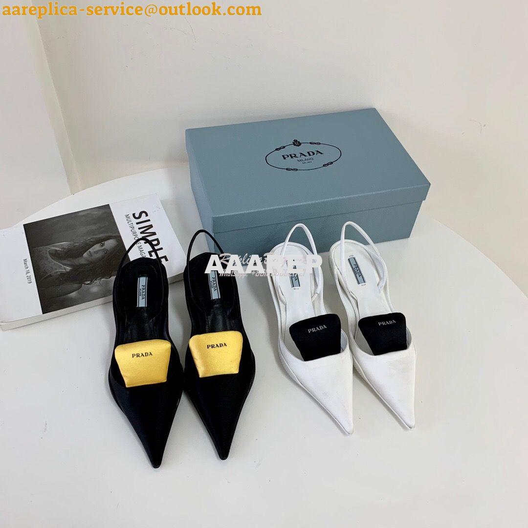 Replica Prada Nylon Gabardine Slingback Pumps 1I566M White Replica Prada Nylon Gabardine Slingback Pumps 1I566M White