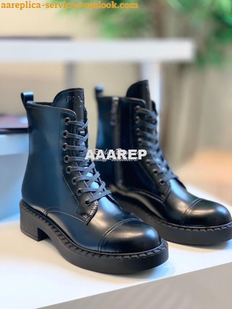 Replica Prada Brushed Leather Laced Booties 1T360M Replica Prada Brushed Leather Laced Booties 1T360M