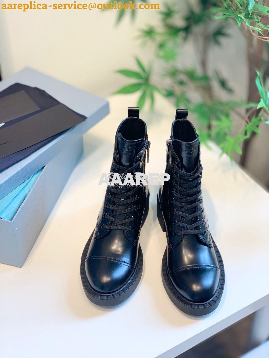 Replica Prada Brushed Leather Laced Booties 1T360M 2 Replica Prada Brushed Leather Laced Booties 1T360M 2