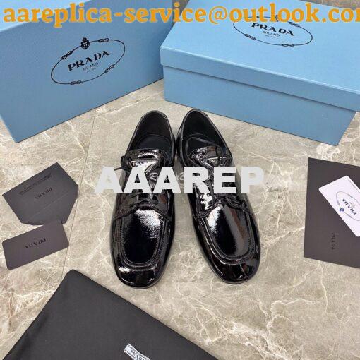 Replica Prada Naplak Leather Laced Shoes 1E278M Black