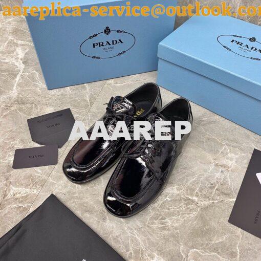Replica Prada Naplak Leather Laced Shoes 1E278M Black 2
