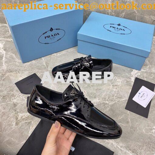 Replica Prada Naplak Leather Laced Shoes 1E278M Black 4