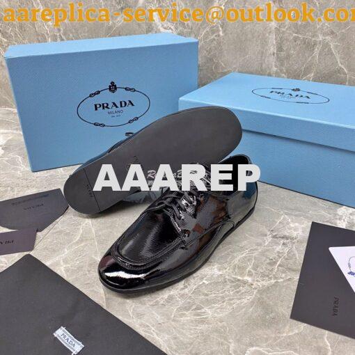 Replica Prada Naplak Leather Laced Shoes 1E278M Black 7